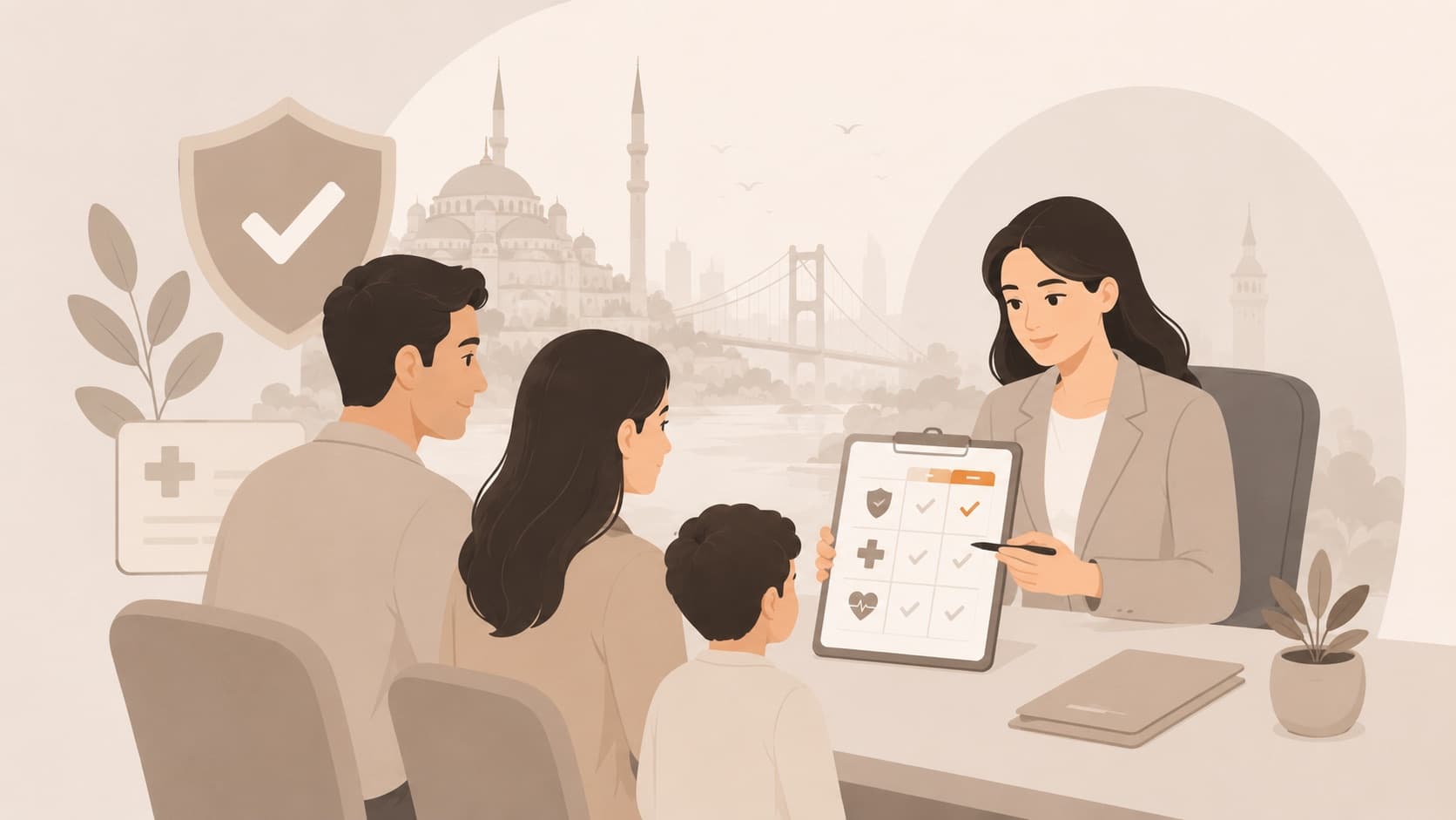 Family consulting an expert about a citizenship file