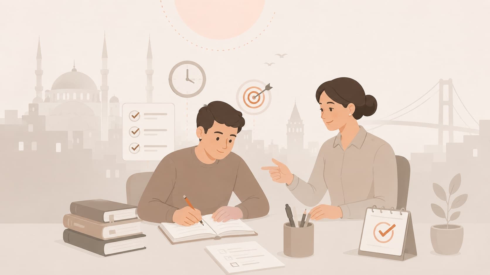 طالب يتدرب على أسئلة اختبار TR-YÖS استعدادًا للتسجيل الجامعي