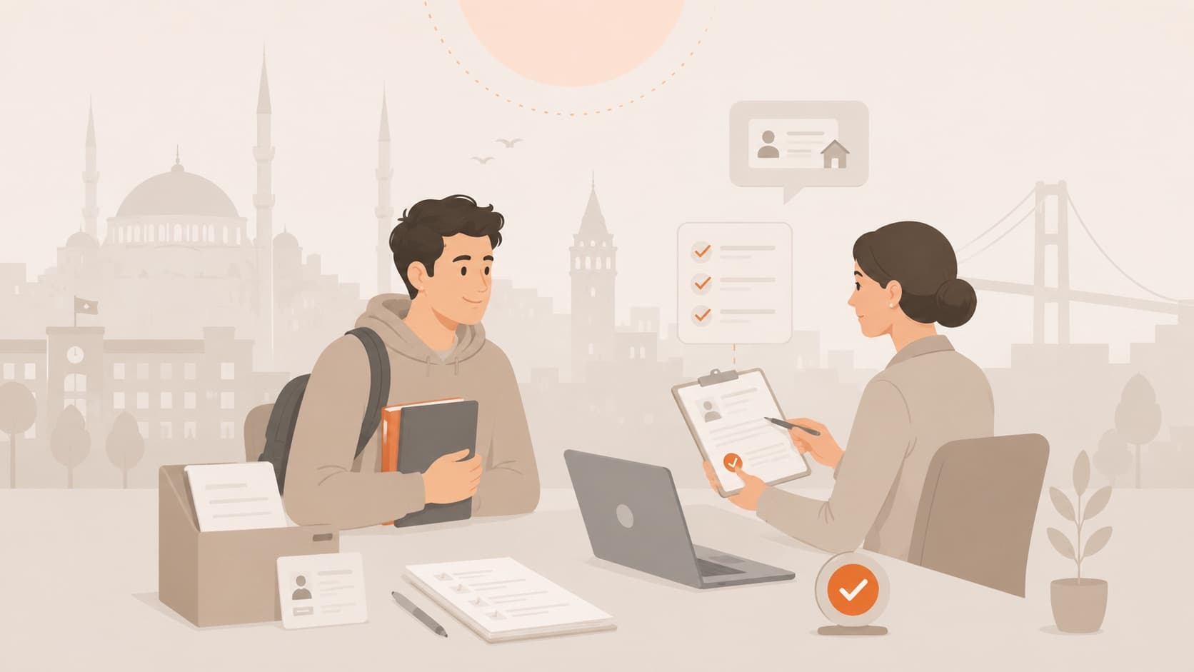 مستشارة تستقبل طالبًا جامعيًا لترتيب ملف إقامته الطلابية